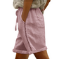 Dame Casual Shorts med Snøring og Blonderdetaljer