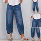 Dame Baggy Denim Bukser med Hjertemønster