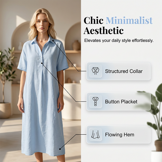 Dame Casual Skjortekjole i Linblanding