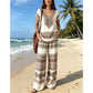 👗 49 % RABATT I BEGRENSET TID! ✨ Sett med mønstret topp og bukser for damer – boho-mønstre, avslappet passform, perfekt til ferien 🌴