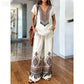 👗 49 % RABATT I BEGRENSET TID! ✨ Sett med mønstret topp og bukser for damer – boho-mønstre, avslappet passform, perfekt til ferien 🌴