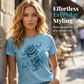 Dame Elegant Rose Grafisk Print T-Skjorte