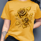 Dame Elegant Rose Grafisk Print T-Skjorte