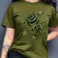 Dame Elegant Rose Grafisk Print T-Skjorte