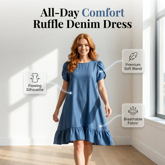 👗✨ Elegant vasket denimkjole – uanstrengt eleganse til hverdagen 💙