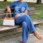 Dame casual denim topp og bukse-sett