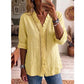 👚✨Casual damebluse med V-hals og volangkant – Enkel og feminin stil til hverdags🌸