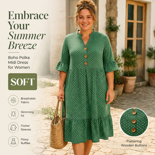 👗 Kvinners sommer polkadot-kjole med volangermer – uanstrengt chic og flatterende ✨