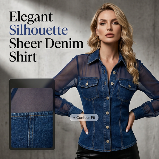 Dame mesh patchwork denimtopp
