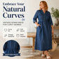Plus size denim maxikjole med knapper for kvinner