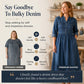 Plus size denim maxikjole med knapper for kvinner