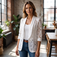 Elegant blomstrete blondeblazer for kvinner