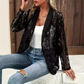 Elegant blomstrete blondeblazer for kvinner