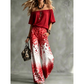 Dame 2-delt sett med off-shoulder topp og gradient leopardmønster