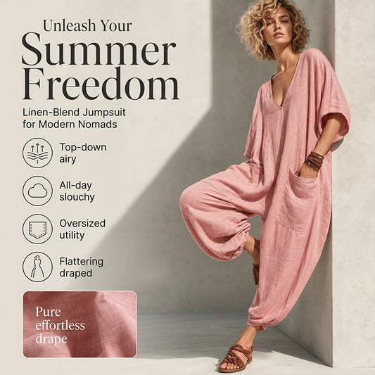 Løs sommerjumpsuit med V-hals for kvinner