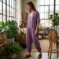 Løs sommerjumpsuit med V-hals for kvinner