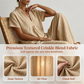 Loungewear-sett for kvinner med V-hals topp og vide bukser