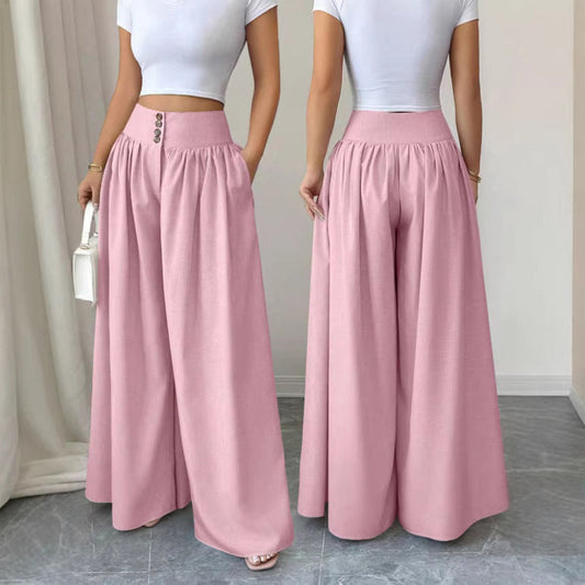 👖 BEGRENSET TID: 49 % RABATT! ✨ Damebukser med høy midje, plissert og vid ben – løst snitt, sidelommer, allsidige 🌿