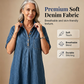 Løstsittende denimskjortekjole for kvinner