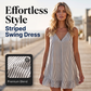 Women Casual Striped Sleeveless V-Neck Ruffle Beach Swing Dress