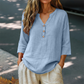 Casual bluse for kvinner med V-hals og 3/4-ermer