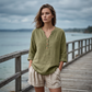 Casual bluse for kvinner med V-hals og 3/4-ermer