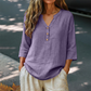 Casual bluse for kvinner med V-hals og 3/4-ermer