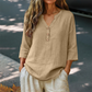 Casual bluse for kvinner med V-hals og 3/4-ermer