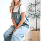 Søte Avslappede Jumpsuit med Knapper for Kvinner - Slitte Denim Snekkerbukse
