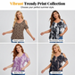 Casual topp med rund hals og mønster for damer