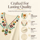 Vintage-bluse med blomsterbroderi og V-hals for kvinner