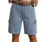 Cargo-shorts i denim med løs passform for kvinner