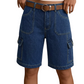 Cargo-shorts i denim med løs passform for kvinner