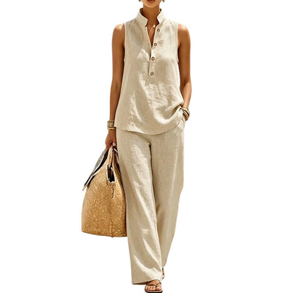Women's Loose Sleeveless Top & Pants 2-Piece Set 