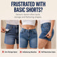 Knelange cargoshorts i denim for damer, med lommer