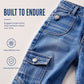 Knelange cargoshorts i denim for damer, med lommer