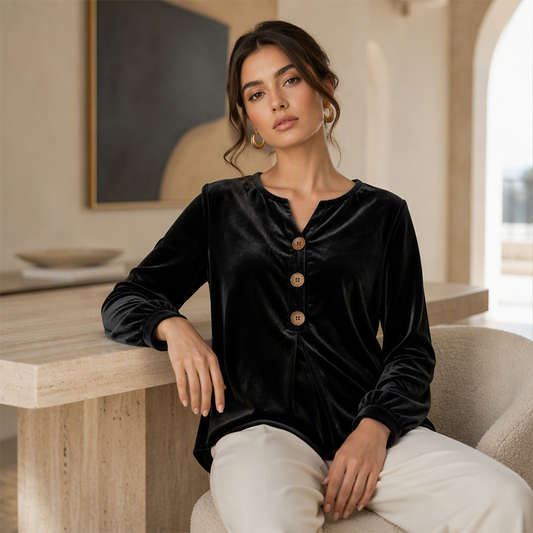 ✨🛍️Nyhet – Avslappet fløyelsbluse – Lett og elegant utførelse for hverdagslig eleganse