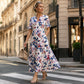 ☀️👗Toppvalg – Uformell midikjole med blomstermønster og V-hals – mykt fall og romantisk mønster