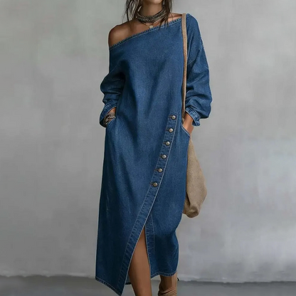 Off-shoulder dongerikjole for kvinner