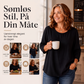 Dame uformell topp med rund hals og 3/4 ermer