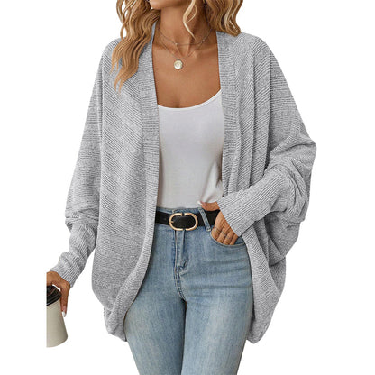 Løstsittende batvinget strikket cardigan for kvinner