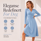 Elegant midi-kjole med V-hals for kvinner