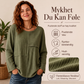 Damegenser med rund hals, teksturert lappeteppe-topp