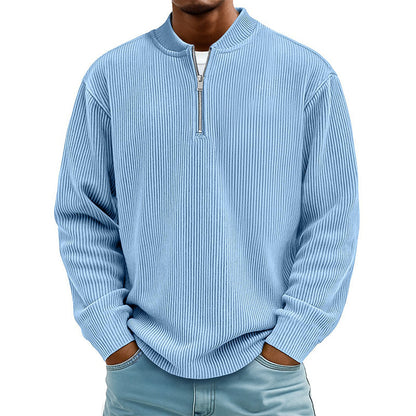 ✨ Men's Corduroy Quarter-Zip Pullover Sweatshirt | Casual Stand Collar Long Sleeve Top🔥