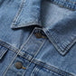 Dame avslappet lang denimjakke med knapper