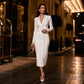 Elegant asymmetrisk enkelspent blazerkjole for kvinner