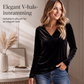 Dame casual langermet genser med V-hals