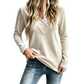 Dame casual langermet genser med V-hals