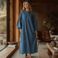 🛒 Handlevogn til halv pris! Maxikjole i denim med lange lantern-ermer for kvinner