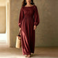 Stripet maxikjole for kvinner med strikk i midjen